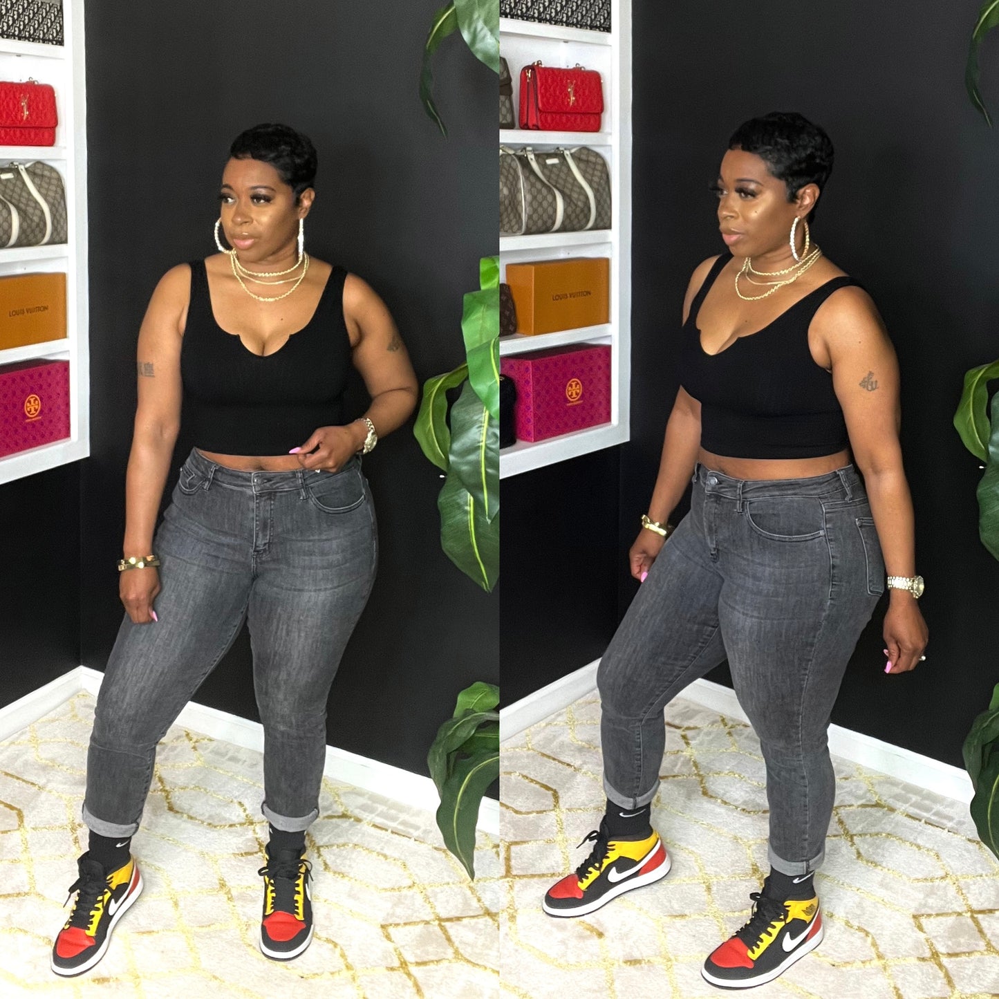 JESSI Capri Jeans (Grey Black) | Size 9 left