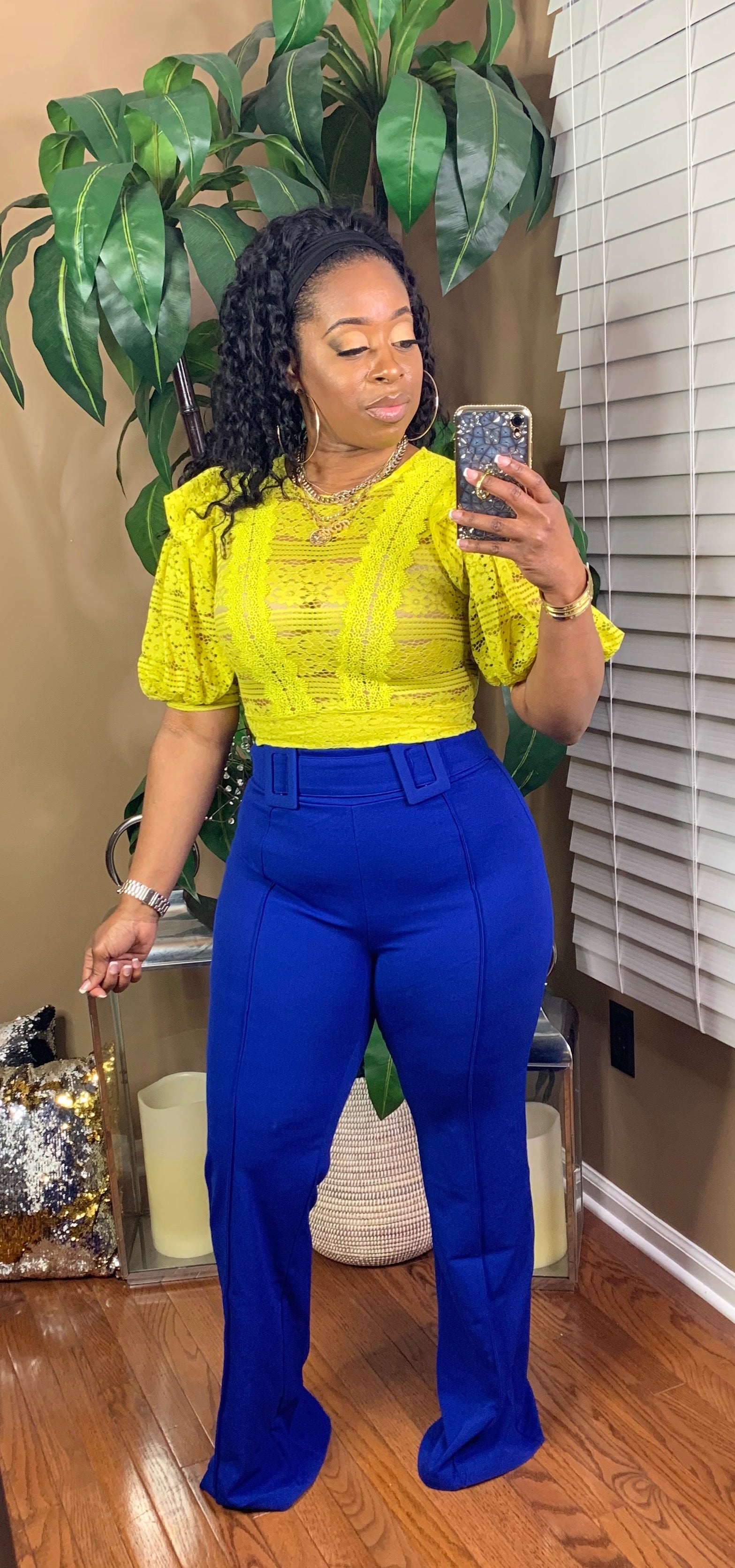 FELICE Highwaist Buckle Pants (Royal Blue)