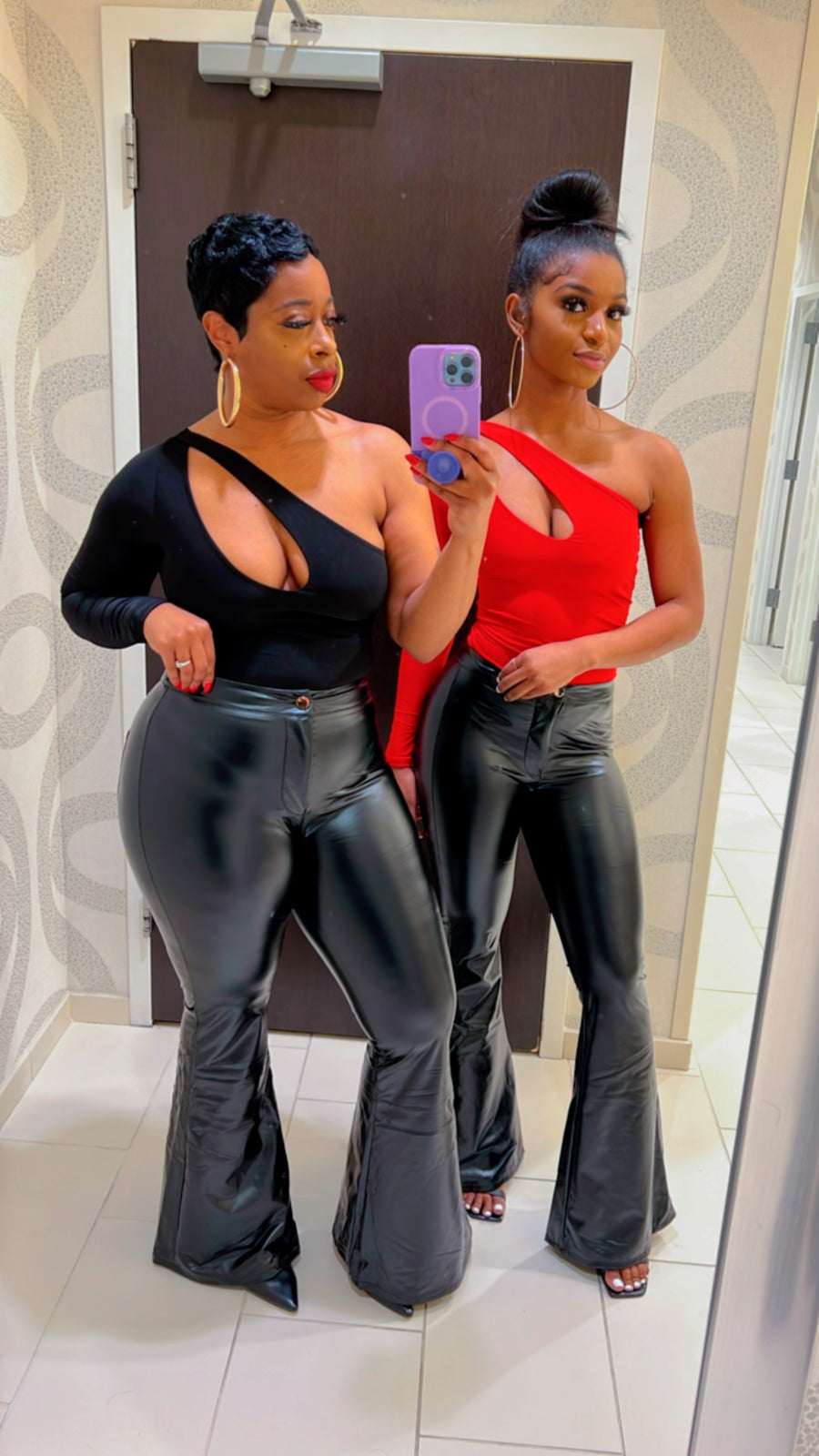 The ALWAYS READY Leather Bell Bottoms Pant (Black)