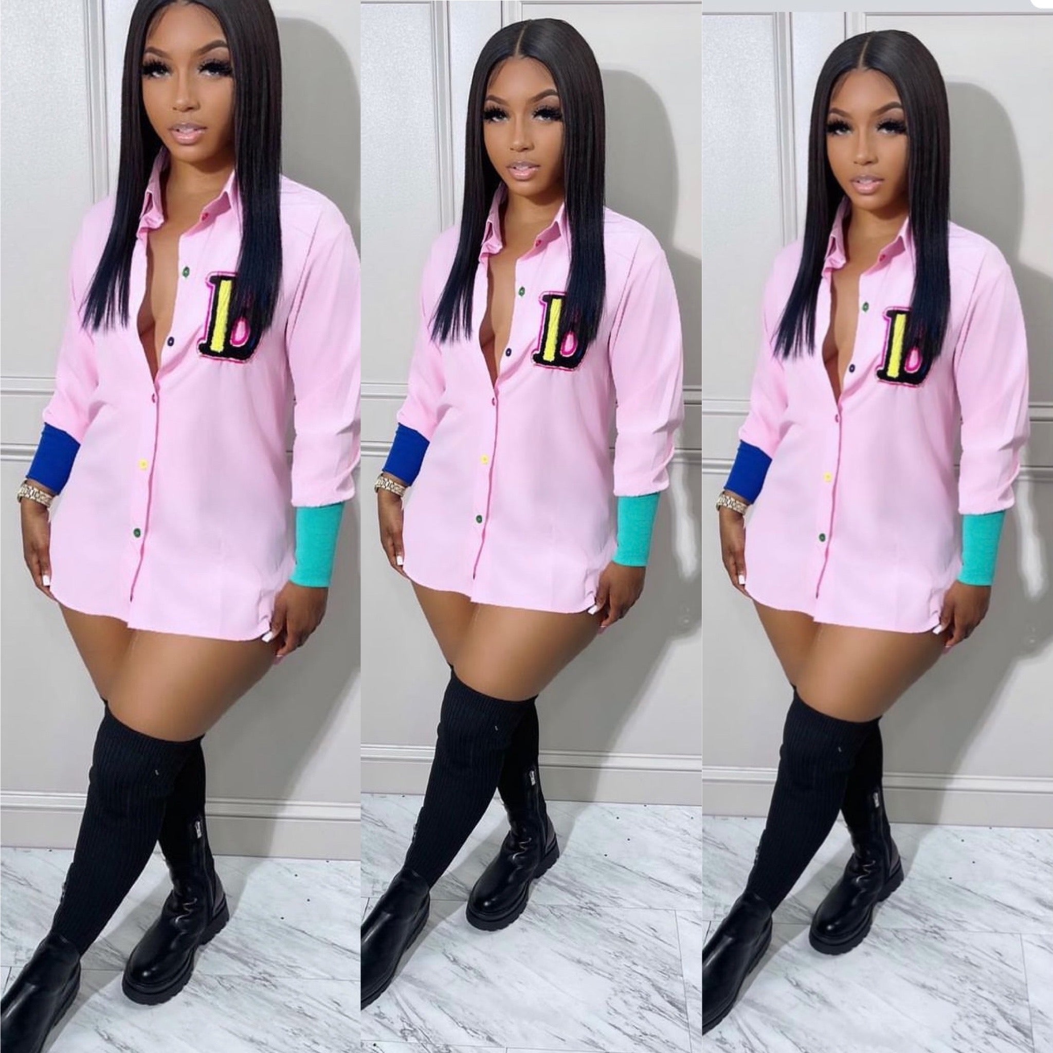 The BADDIE Varsity Shirt (Pink)