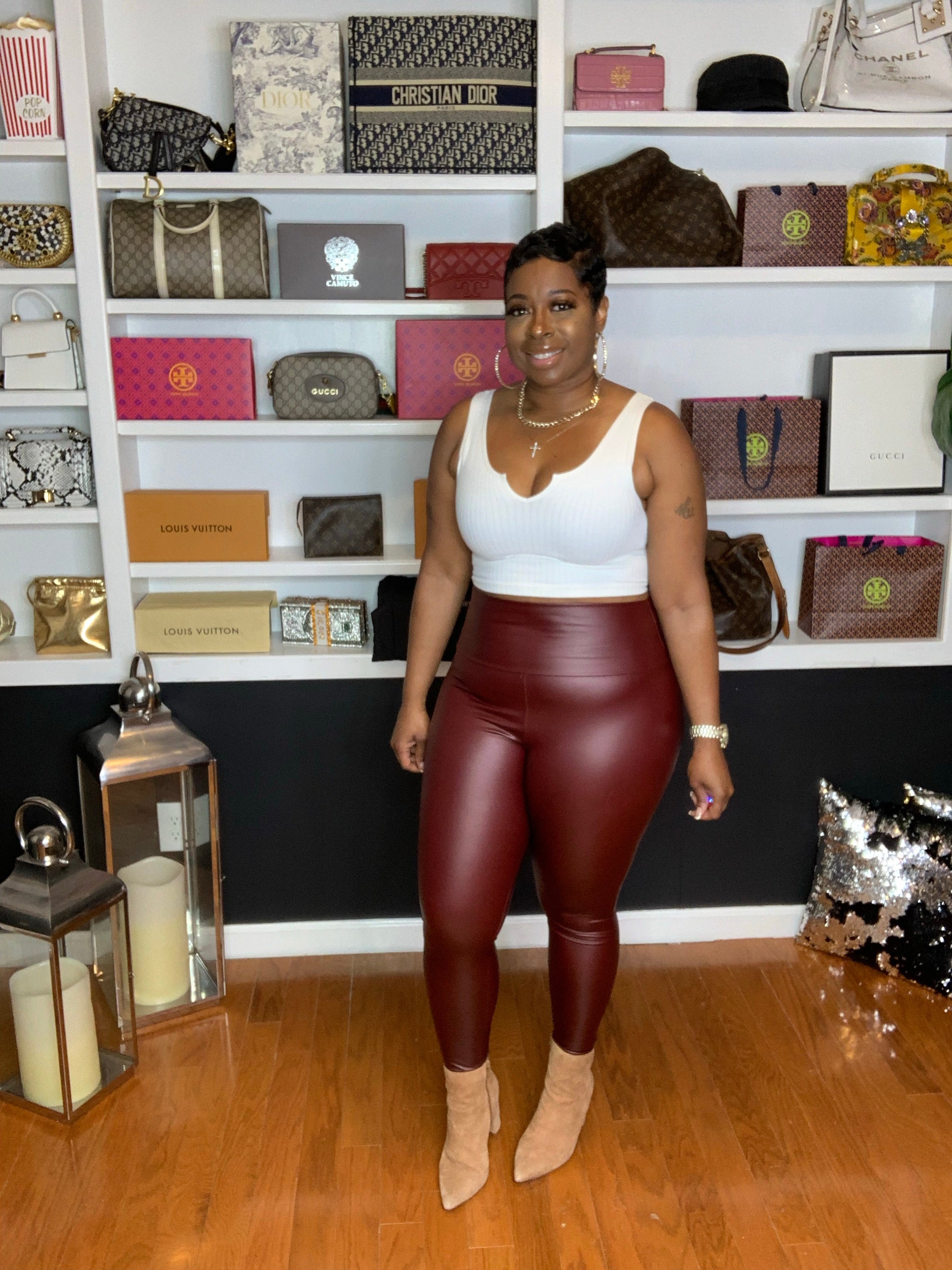 LEATHER Leggings (Burgundy)