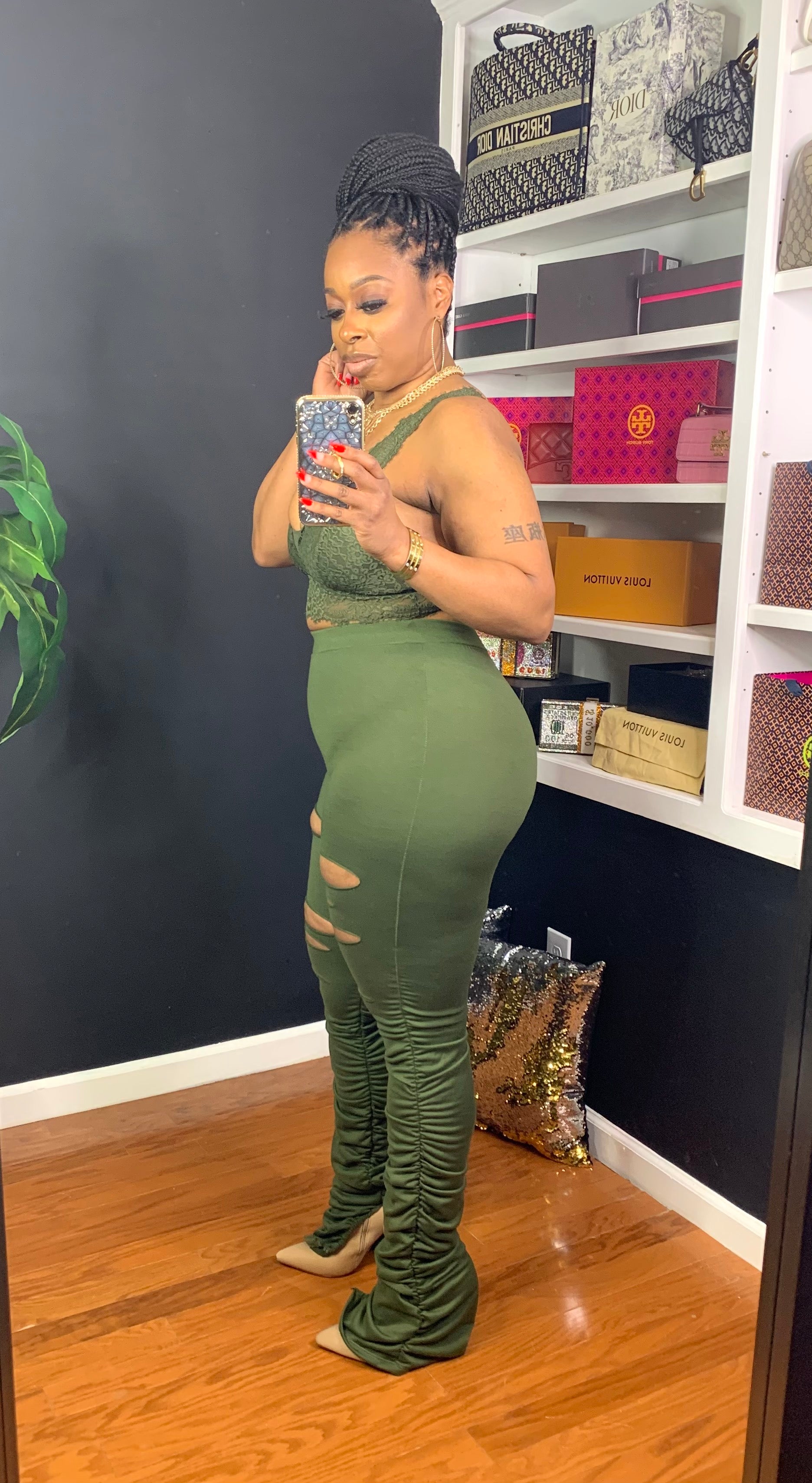 SHEILA Ruched Pants (Olive)