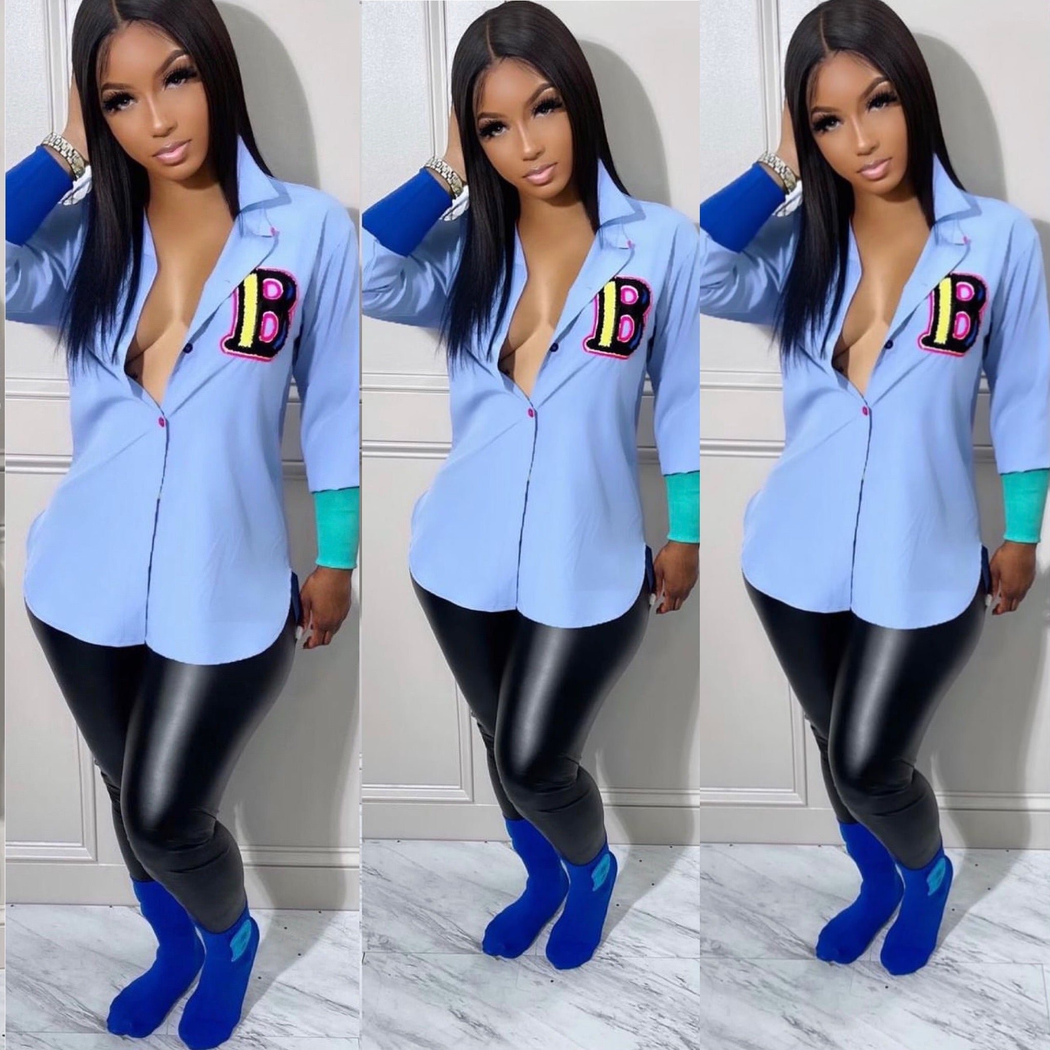 The BADDIE Varsity Shirt (Blue)