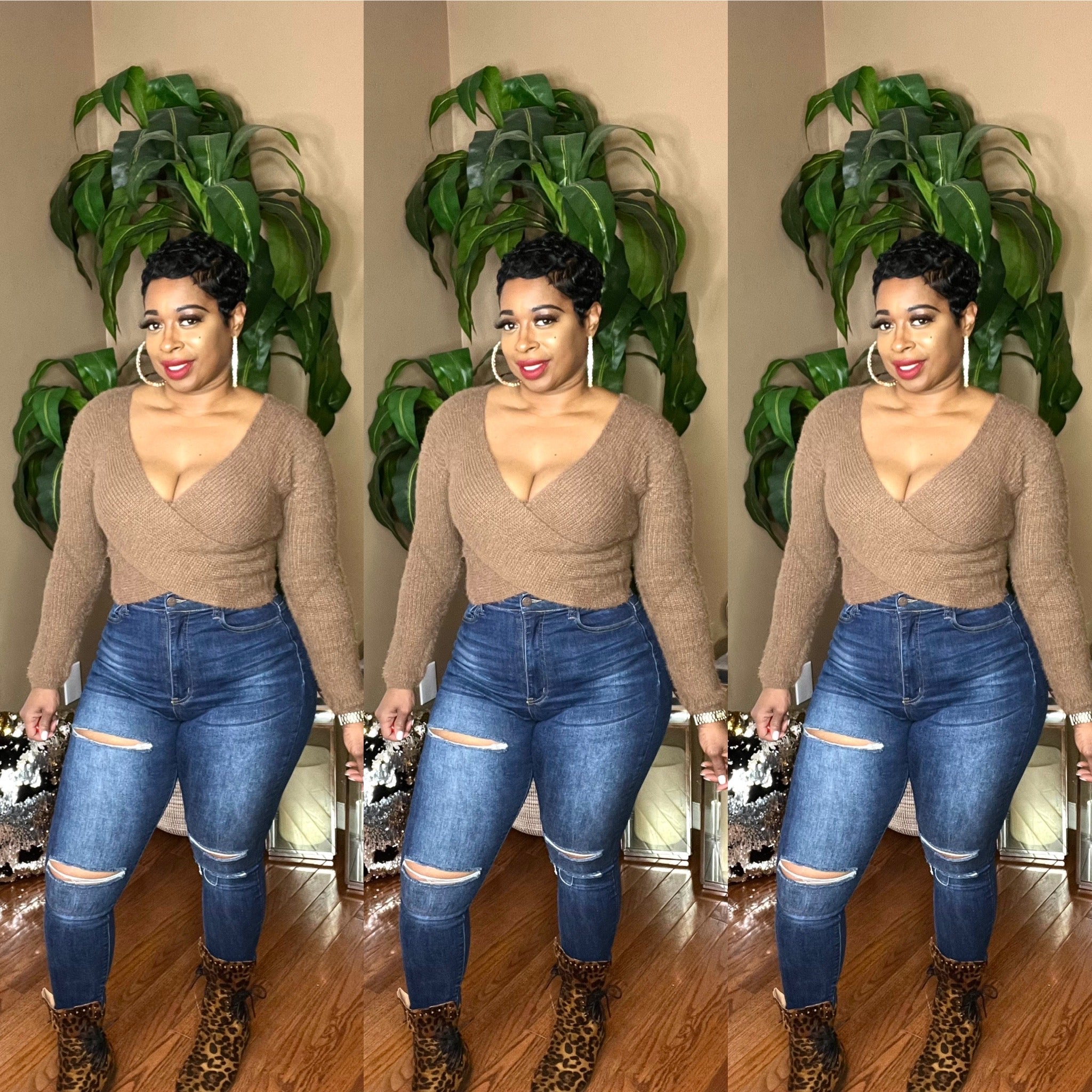 ASHANTI Fuzzy Sweater (Mocha)