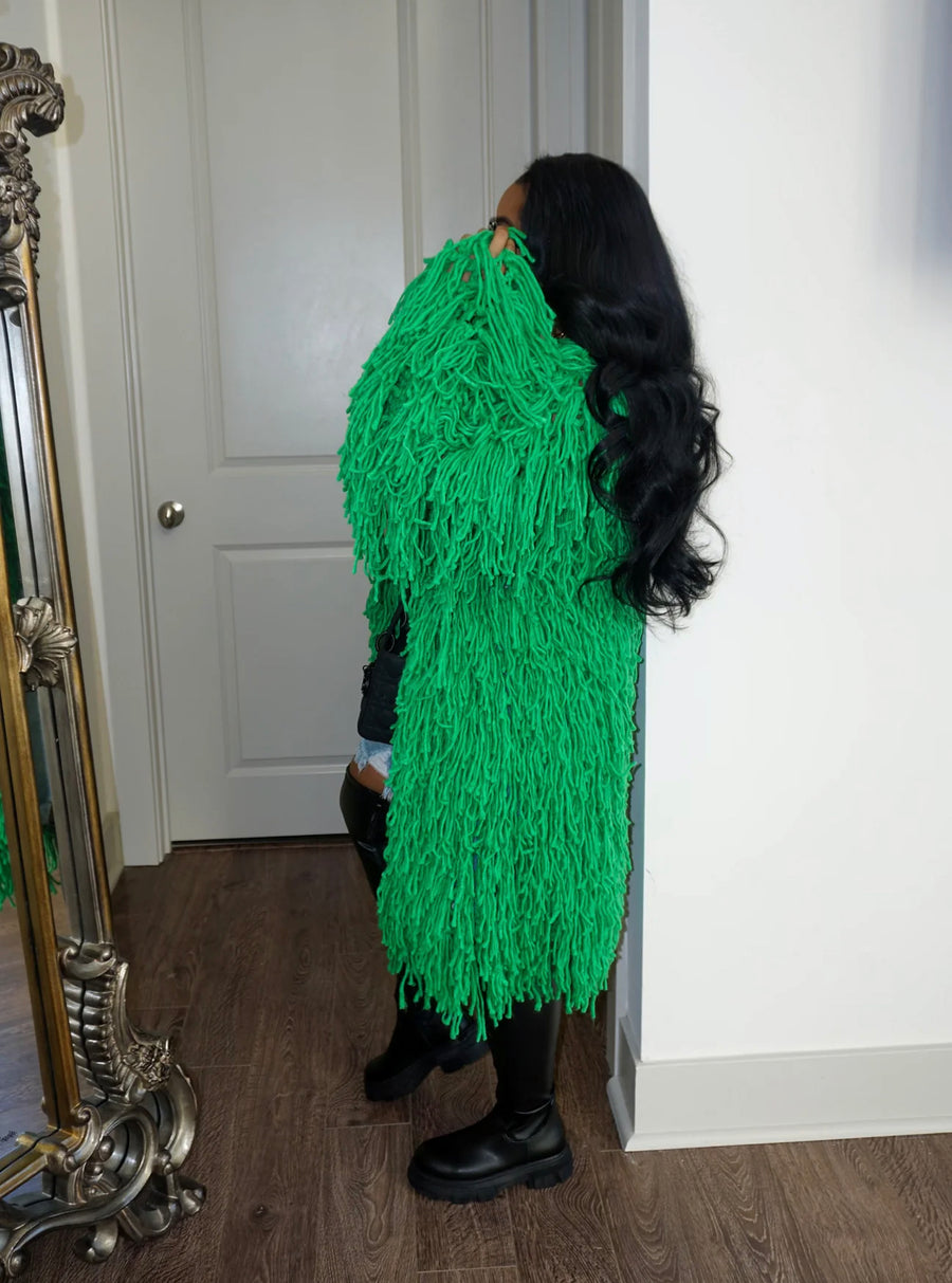 The SHAGGY Fringe Cardigan (Green)