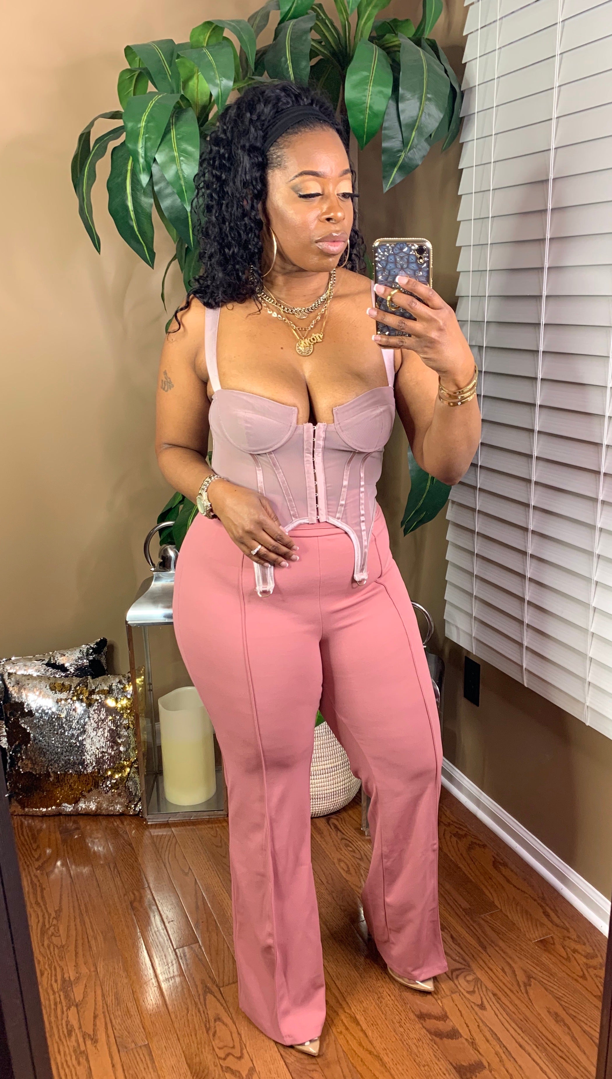 FELICE Highwaist Buckle Pants (Mauve)