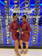 The YOUR TEMPTATION Shirring Dress (Burgundy)