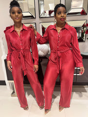 The LOVE JONES Button Down Jumpsuit (Wine)