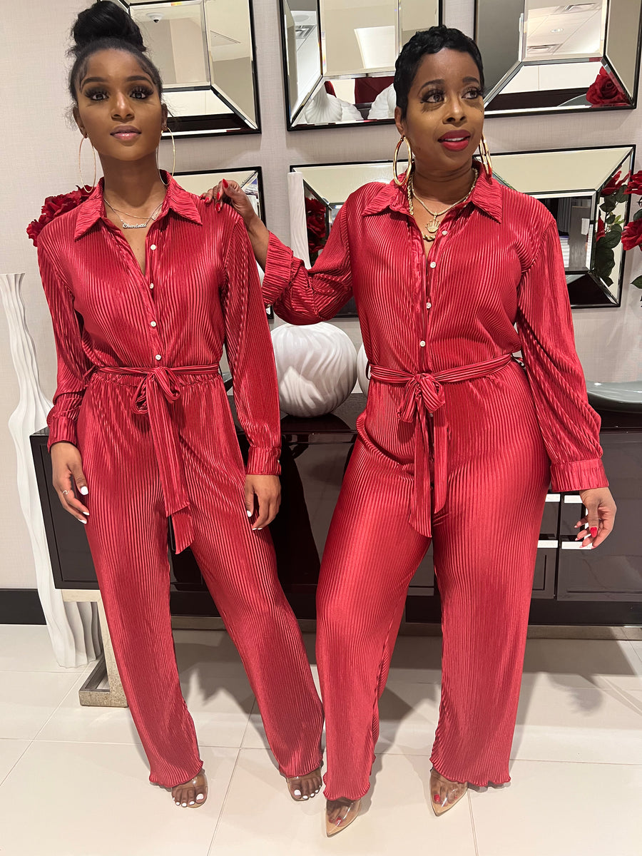 The LOVE JONES Button Down Jumpsuit (Wine)