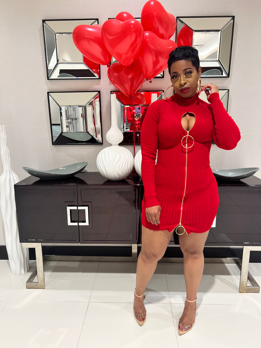 The SWEETIE Zipper Dress (Red)
