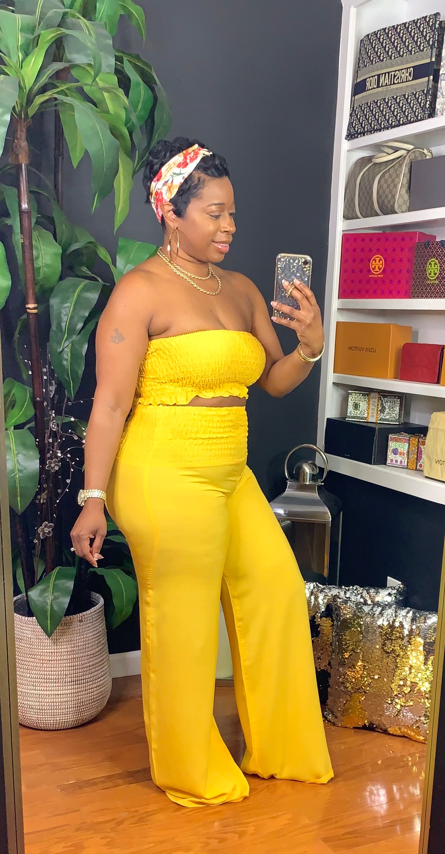 MONAE Smocked Pant Set (Yellow)