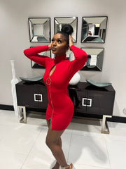 The SWEETIE Zipper Dress (Red)