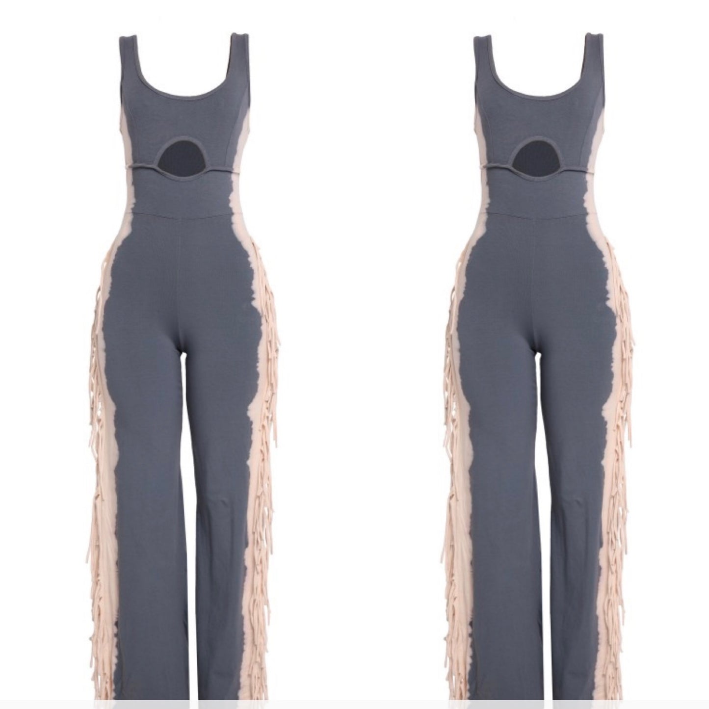 The Farah Fringe Jumpsuit (Grey/Taupe)