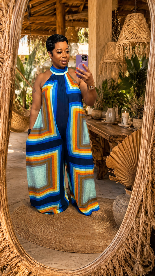 Sunset Park Palazzo Jumpsuit (Blue)