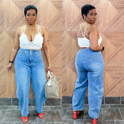 Bold Curve Barrel Jeans (Med.Wash) Very Stretchy