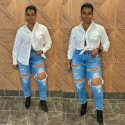 The Classic Boyfriend White Button Down Shirt (can size down)