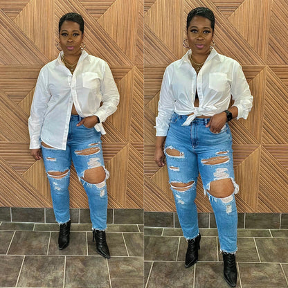 The Classic Boyfriend White Button Down Shirt (can size down)