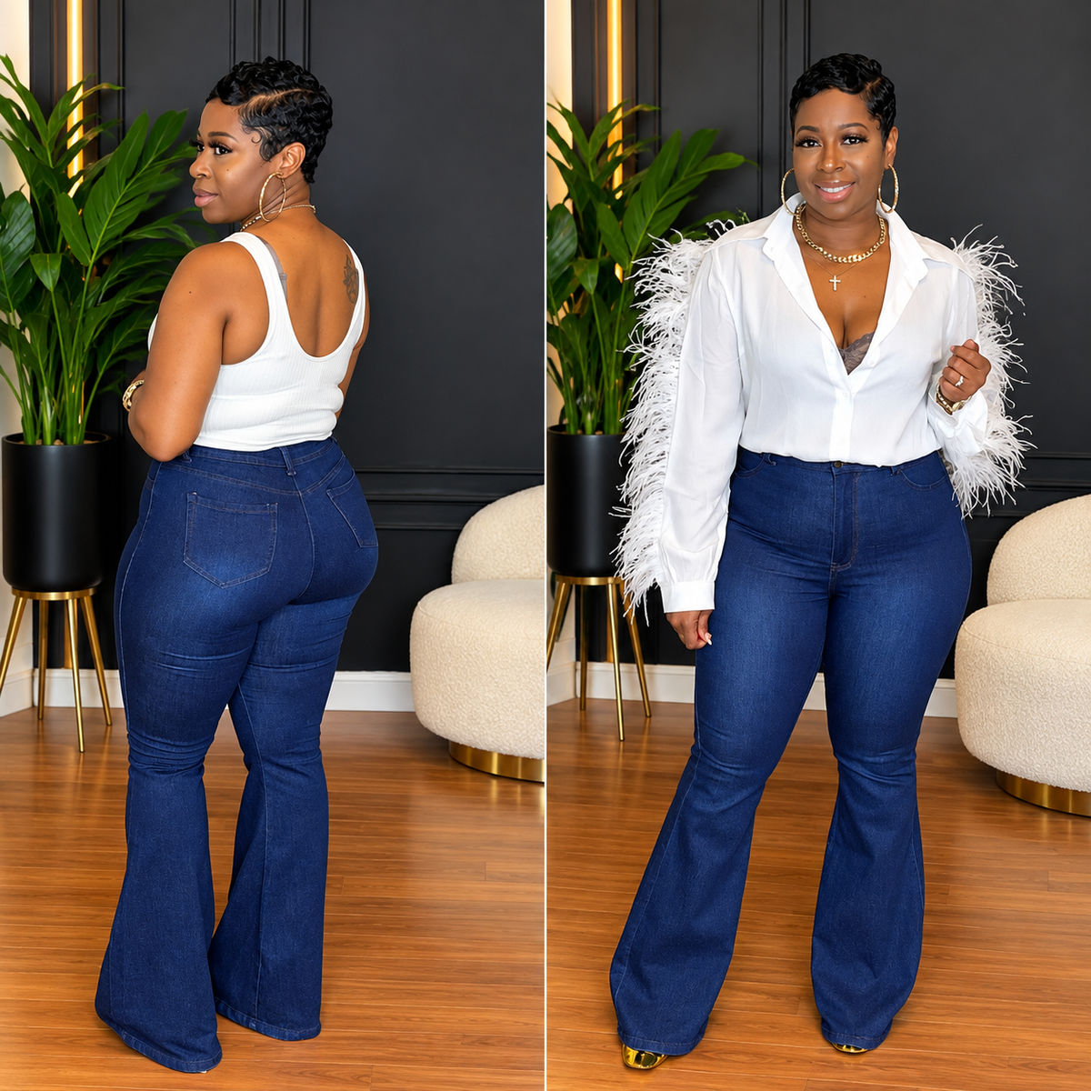 ANIKA Bell Bottom Jeans (Dk.Denim)