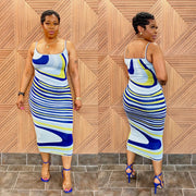 Azure Muse Midi Dress