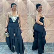 Black Swan Ruffle Trousers (Black)