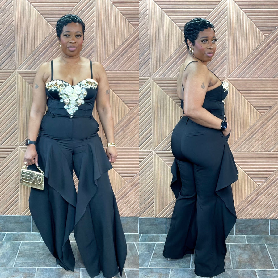 Black Swan Ruffle Trousers (Black)