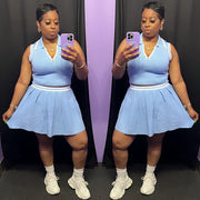 The “US OPEN” Tennis Skirt Set (Lt.Blue/White)