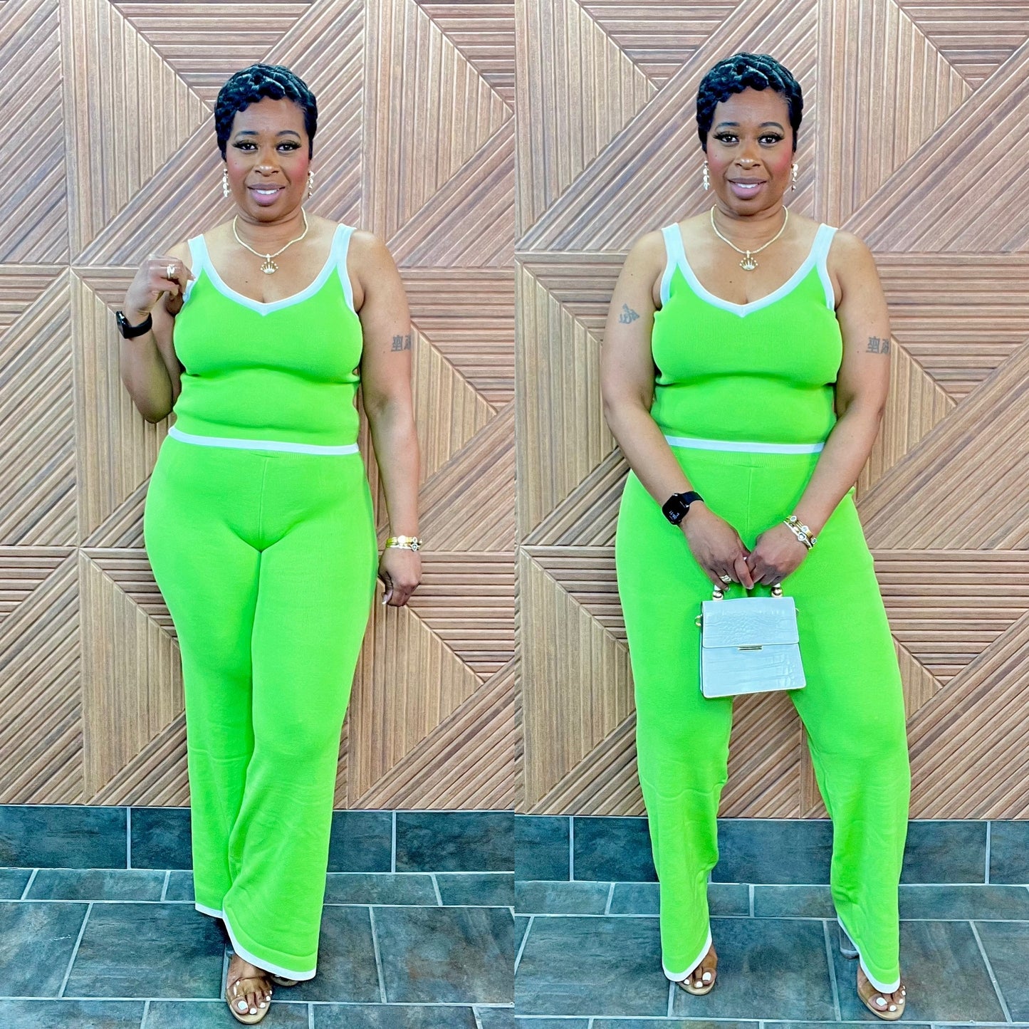 Limelight Luxe Set (Lime green/White) Great Stretch