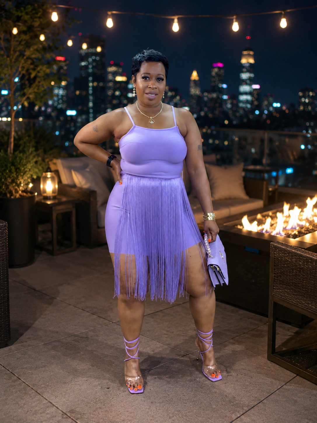 Fringe Luxe Cami Set (Lavender)