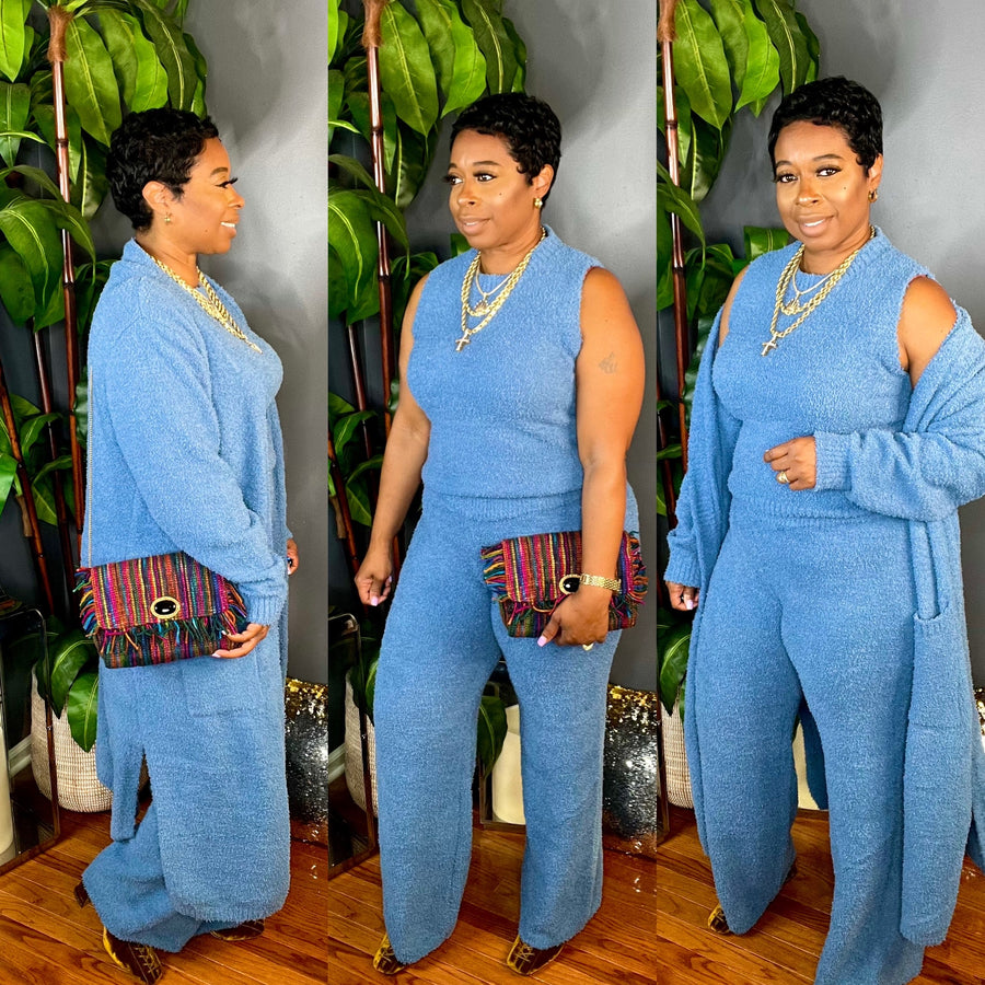 The Soft Girl Era 3pc Fuzzy Cozy Set (Blue)