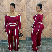 The Sonoma off the shoulder Set (Burgundy/White)