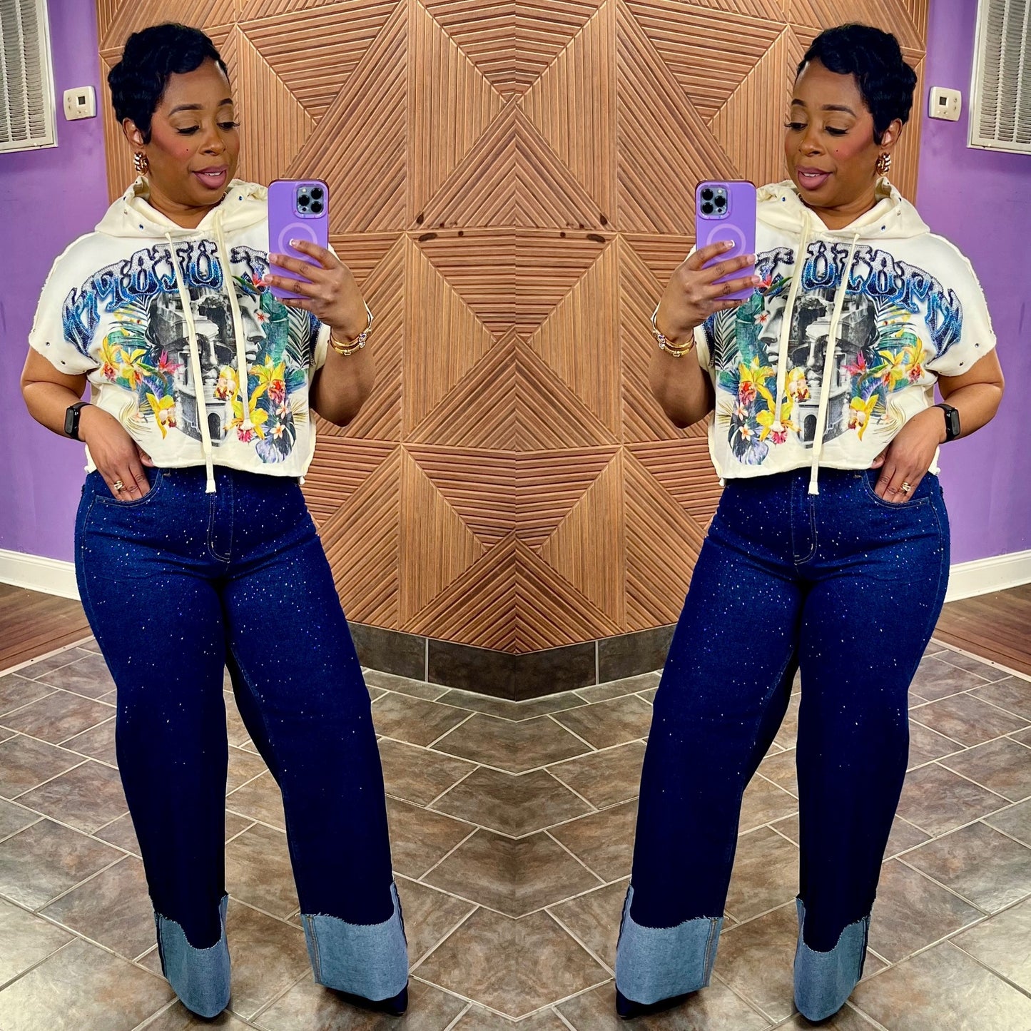 Midnight Drip Indigo-Rhinestone Jeans