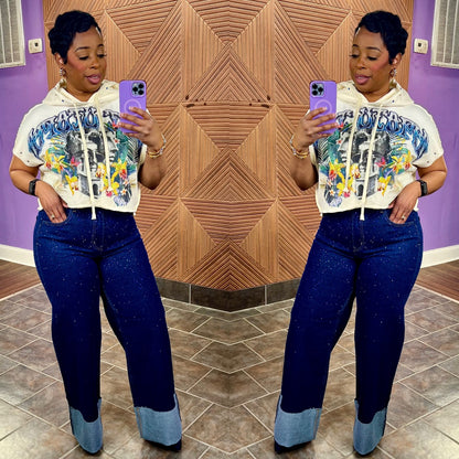 Midnight Drip Indigo-Rhinestone Jeans