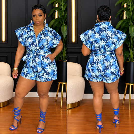 ZHURI Cargo Romper (Blue/Multi)