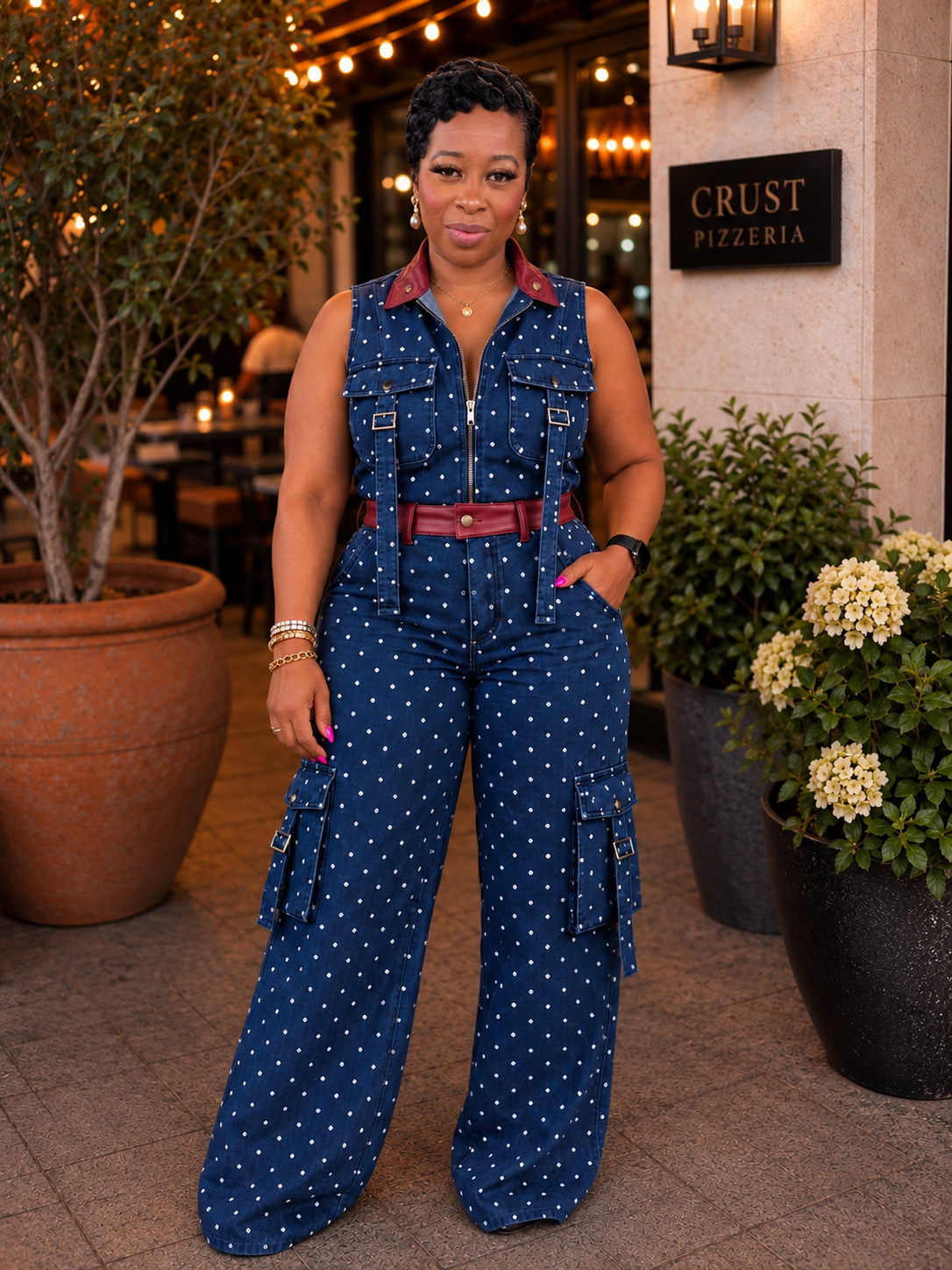 Denim Authority Luxe Set (Denim/Burgundy)