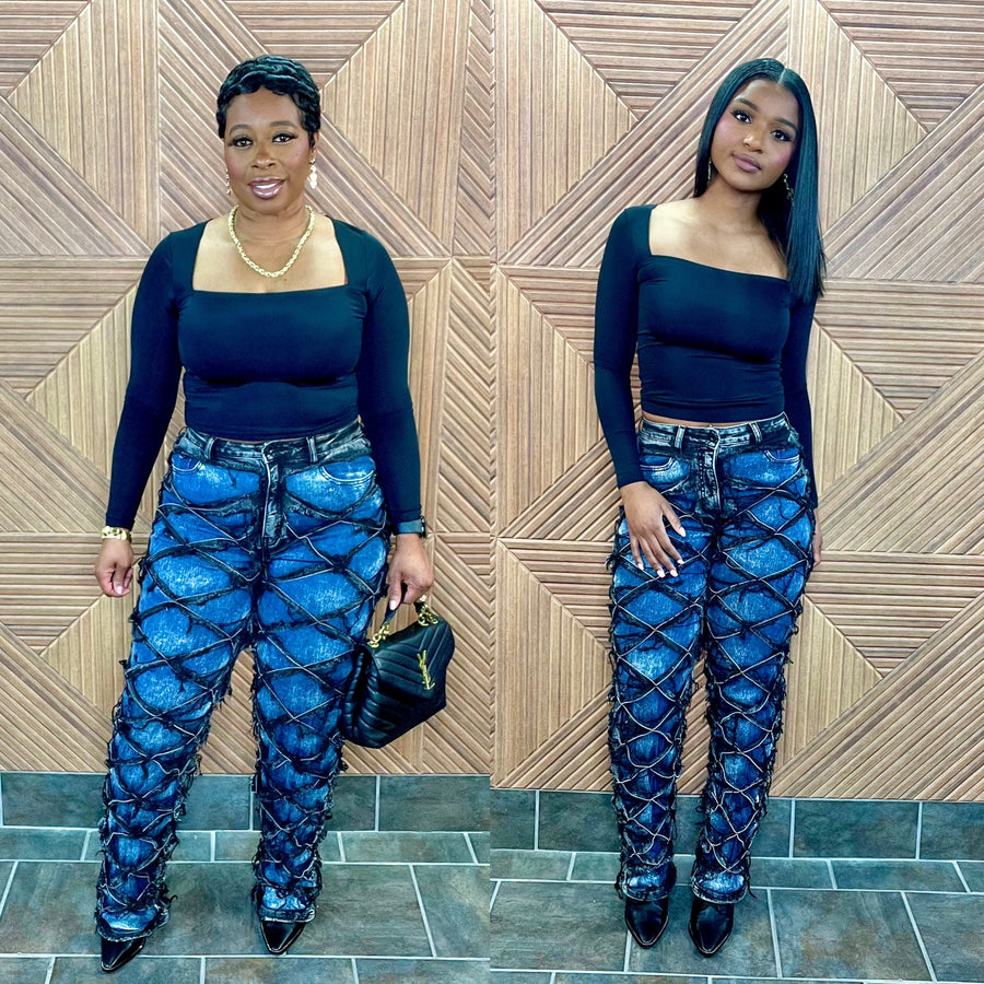 Avant-Garde Luxe Jeans (S-XL) Black/Blue combo