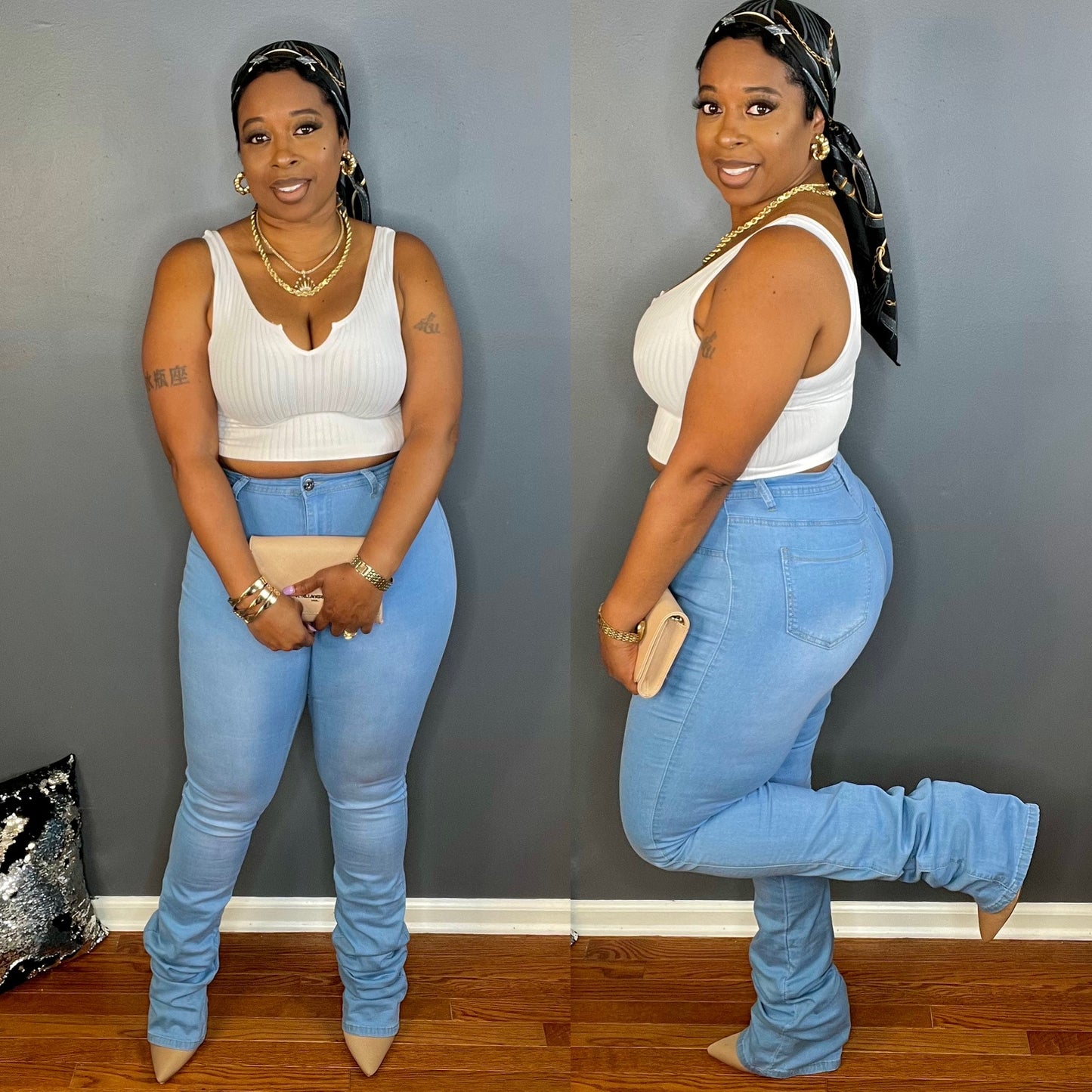 The Stacked Up High Rise Jeans - (Lt. Wash)