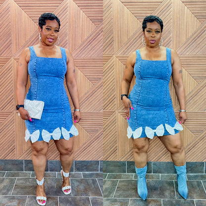 Ribbon in the Sky Luxe Denim Dress