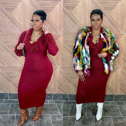 The Cabernet Sweater Dress (Burgundy)