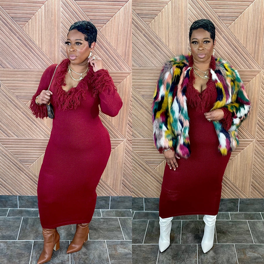 The Cabernet Sweater Dress (Burgundy)