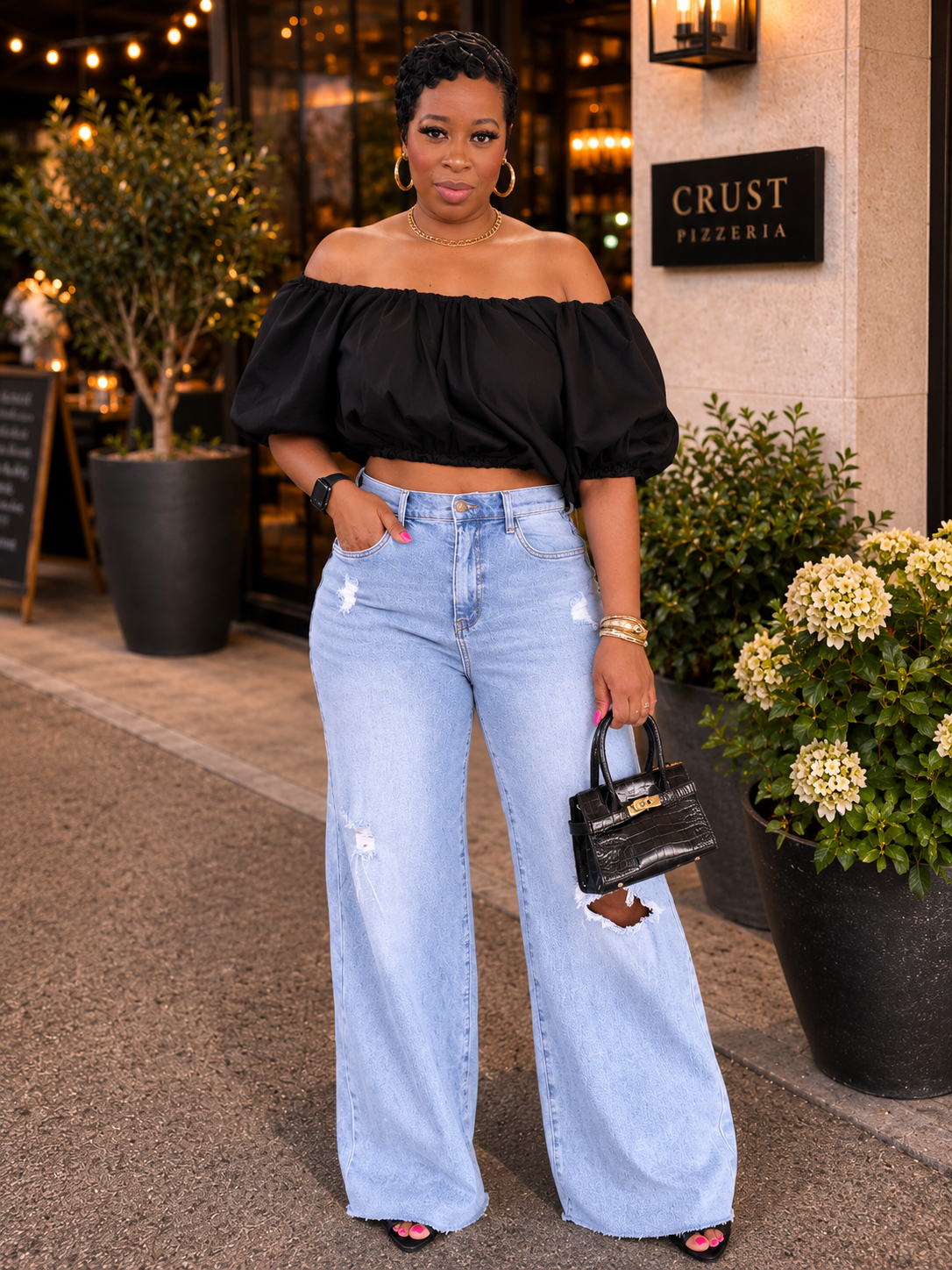 The Luxe Off-Shoulder Top (Black)