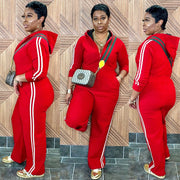 The On Track fleece hoodie Jumpsuit (Red)