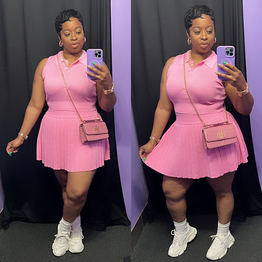The “Serena” Tennis Skirt Set (Pink)