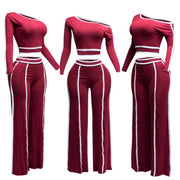 The Sonoma off the shoulder Set (Burgundy/White)