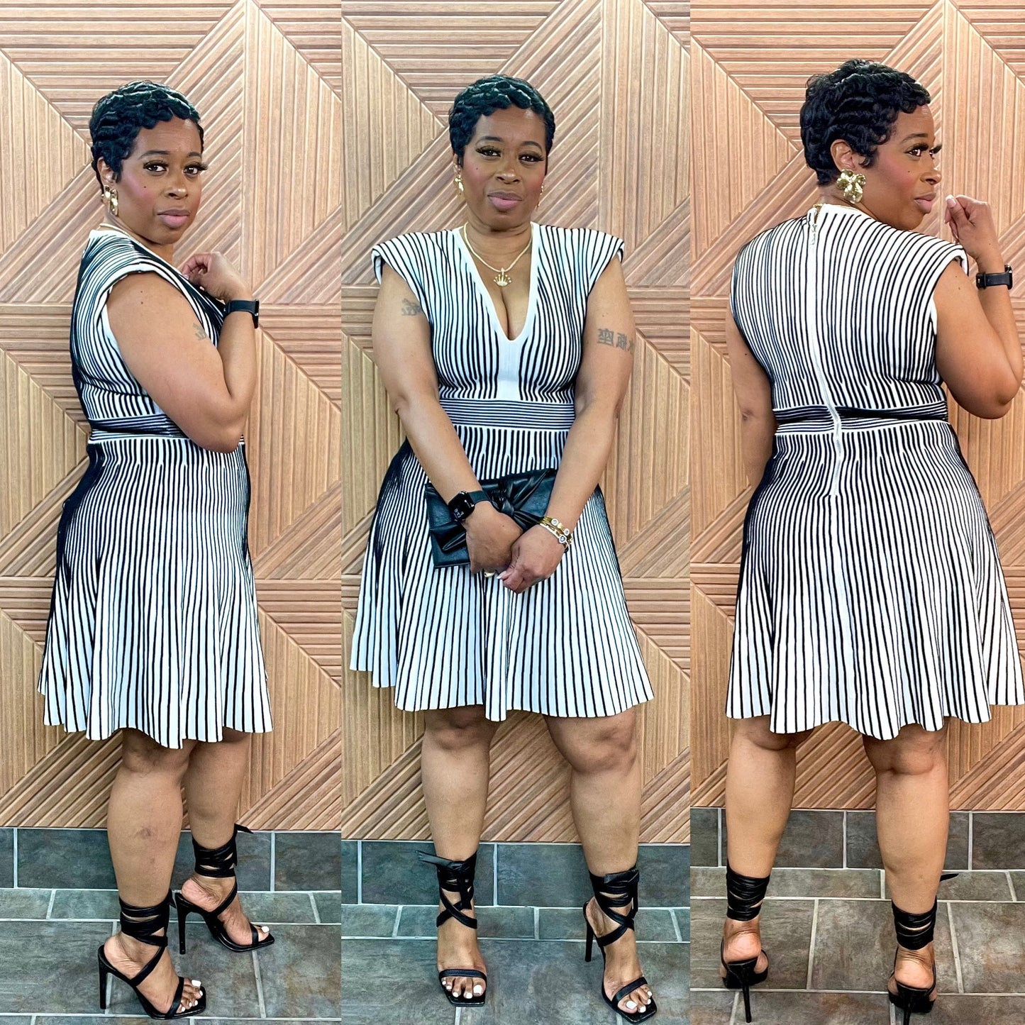 Power Hour Flare Dress (White/Black)