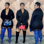 The Night Out fringe skirt Set (Black)