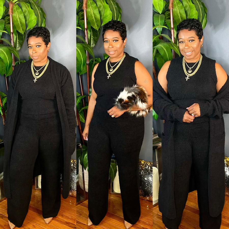 The Soft Girl Era 3pc Fuzzy Cozy Set (Black)