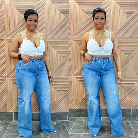 The It-Girl Wide Leg Jeans (Med. wash) sizes 11, 13 & 15 left