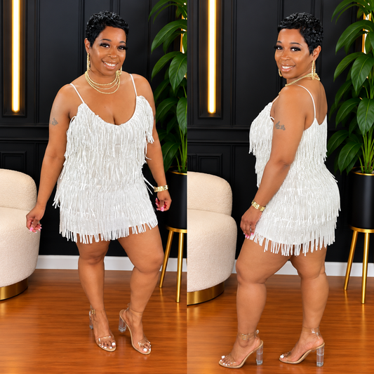 RHINESTONE Diva Dress (White)