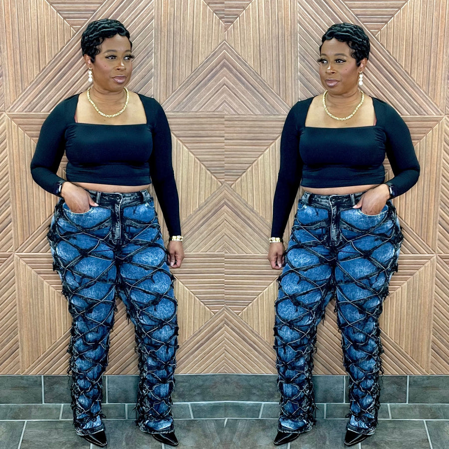 Avant-Garde Luxe Jeans (S-XL) Black/Blue combo