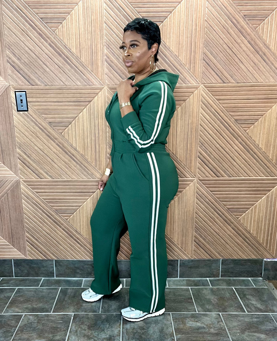 The On Track fleece hoodie Jumpsuit (Green)